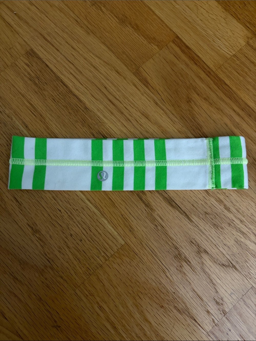 Lululemon Green & White Striped Stretch Headband